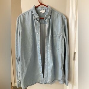 Cos light blue denim button down shirt
